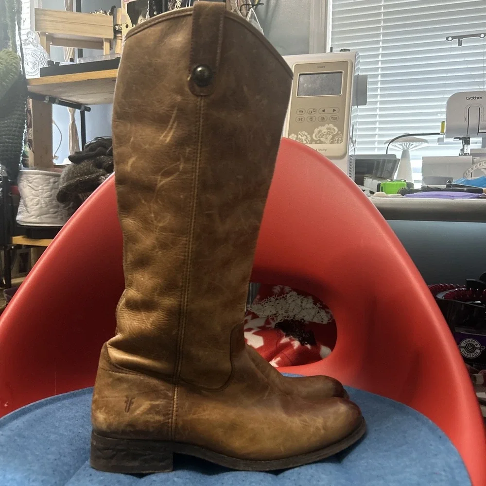 Frye Melissa Tall Riding Boot  Pull On Cognac - Size 8 Campus